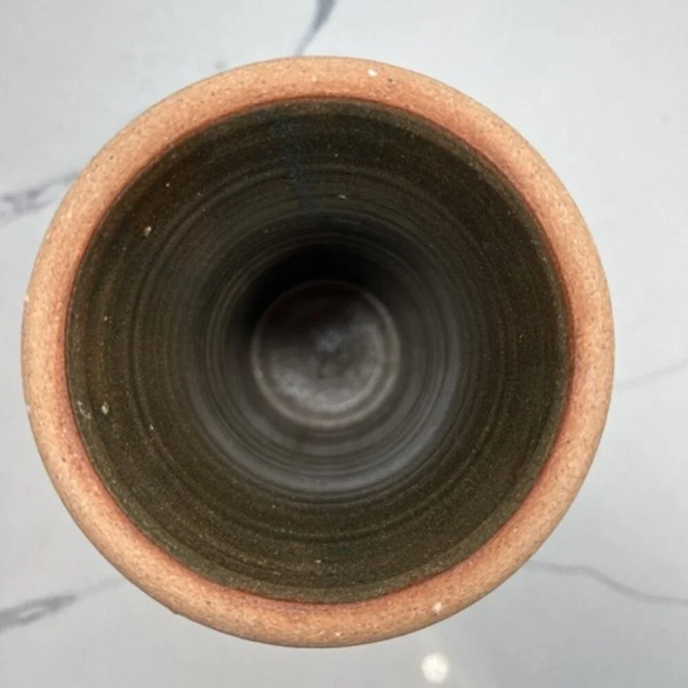 Dominican Republic Art Pottery Vase 6.2 x 3” Signed Blue and White Raised